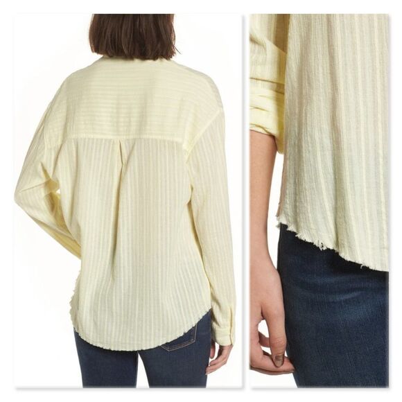 Socialite Raw Hem Shirt sz XS in Yellow - Picture 2 of 13